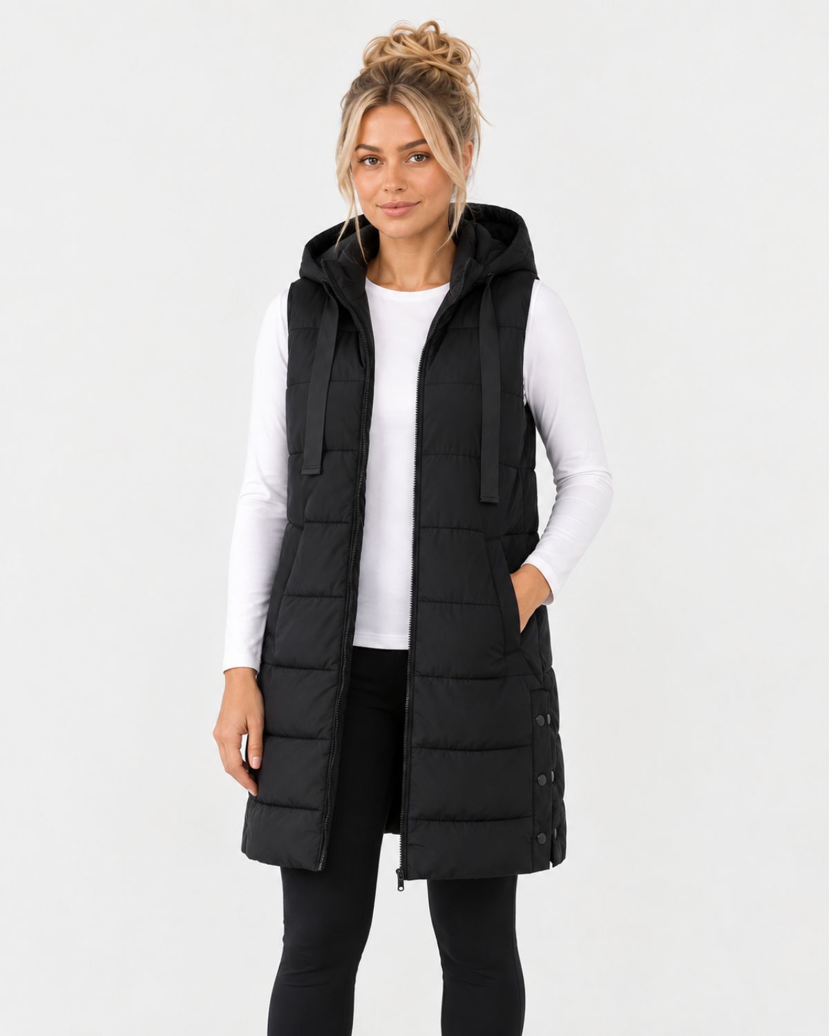 Longline Hooded Puffer Gilet