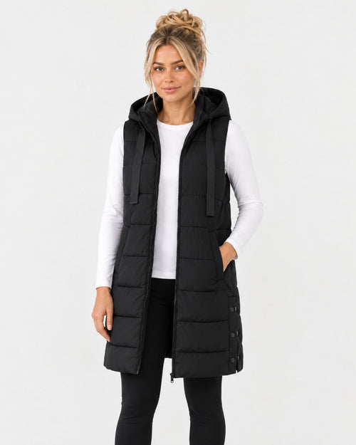 Longline Hooded Puffer Gilet