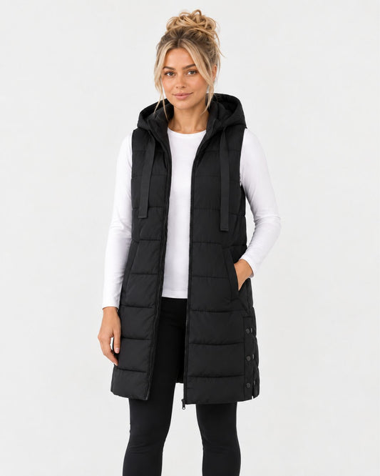 Longline Hooded Puffer Gilet