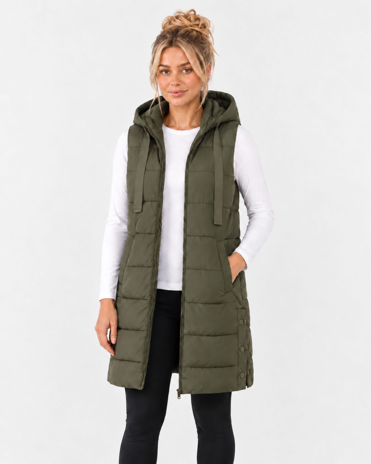 Longline Hooded Puffer Gilet