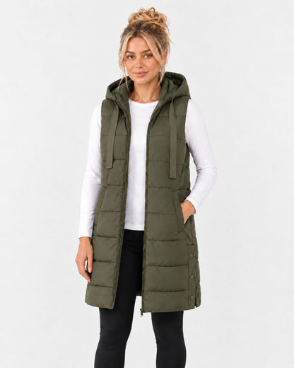 Longline Hooded Puffer Gilet